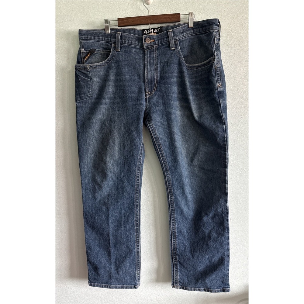 Ariat Jeans Men 38x32 Blue Rebar M4 Relaxed Boot Cut Low Rise Boot